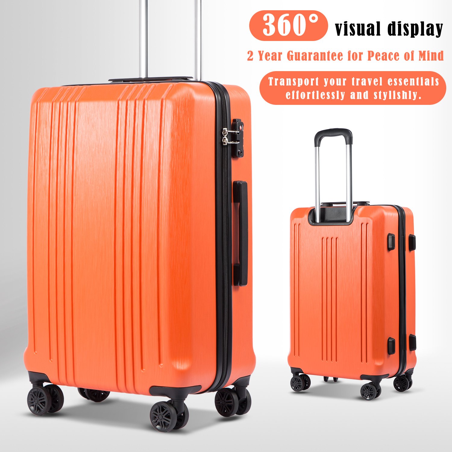 Coolife Expandable Luggage Set - 3-Piece PC+ABS Suitcases with TSA Lock & Spinner Wheels (20in, 24in, 28in) for Travel, Business Trips & Family Vacations