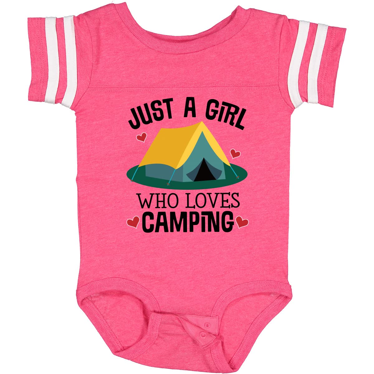 Inktastic Just a Girl Who Loves Camping Baby Bodysuit - Cute Infant Onesie for Outdoor Adventures, Camping Trips & Nature Lovers - Perfect Baby Shower Gift