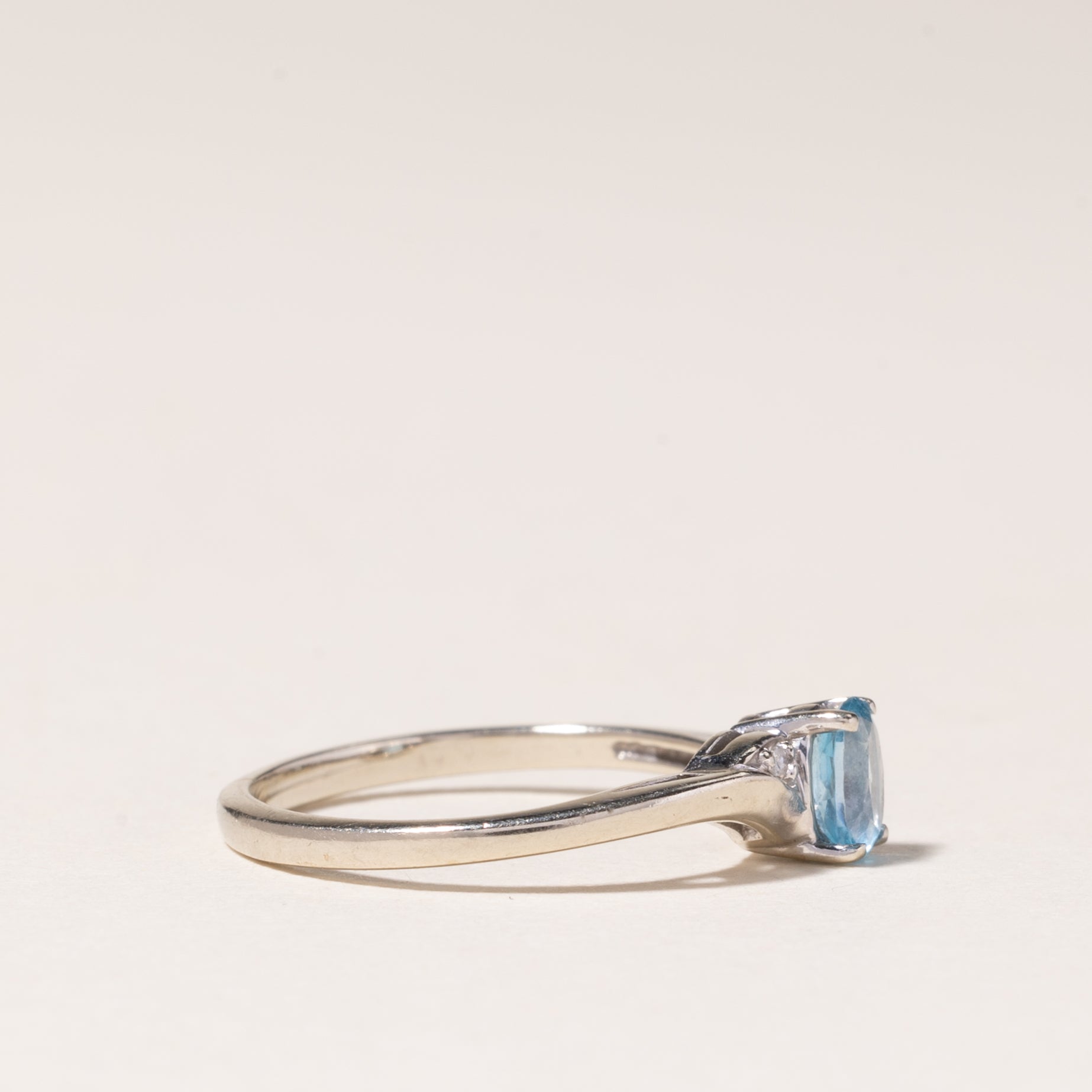 10K White Gold Blue Topaz & Diamond Ring - 0.34ct Natural Topaz & 0.01ctw Diamond Accents - Size 5 - Elegant Birthstone Jewelry for Women, Perfect for Anniversary Gifts & Special Occasions