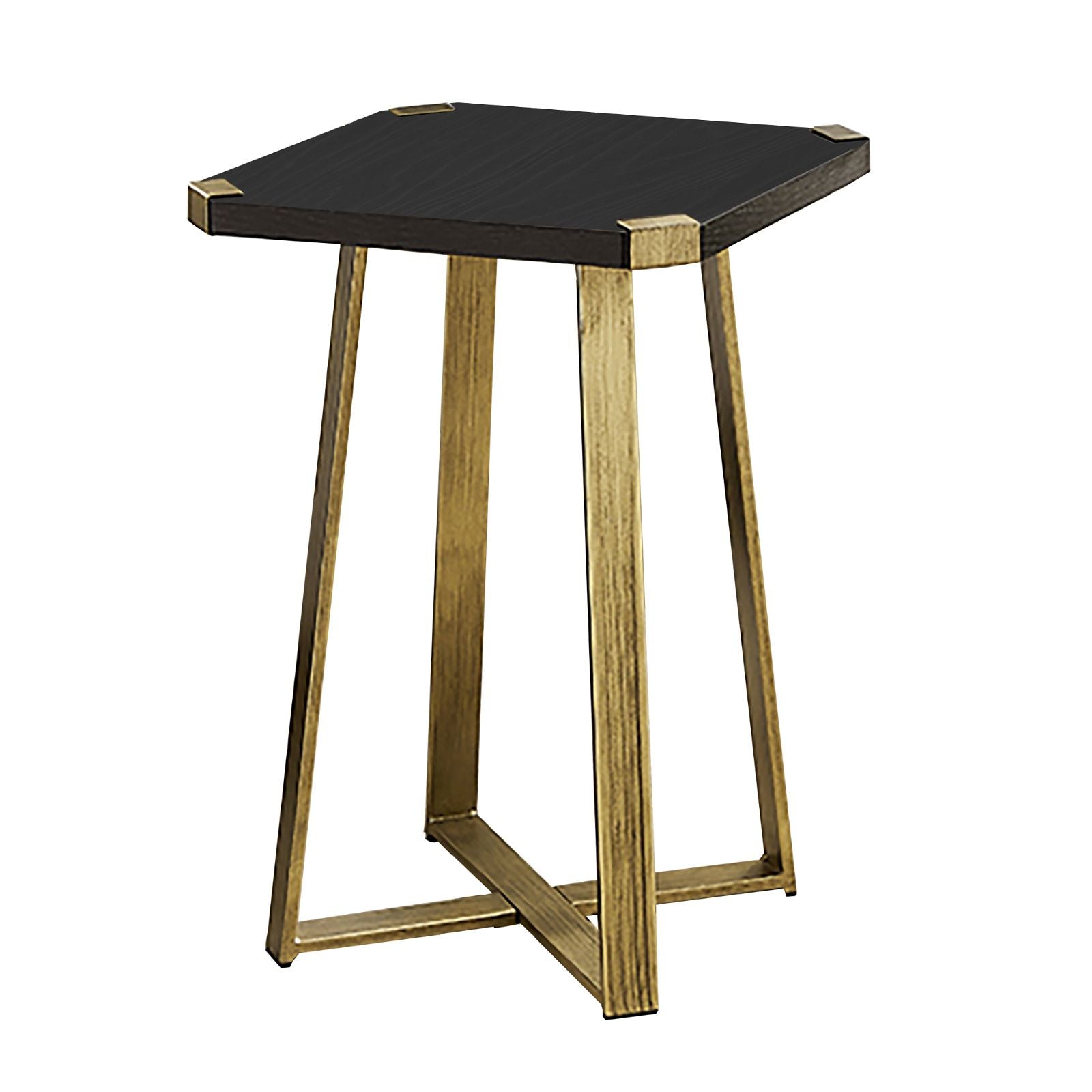 Criterion Capri Square End Table - Black Oak with Gold Accents - Modern Side Table for Living Room, Bedroom, or Office