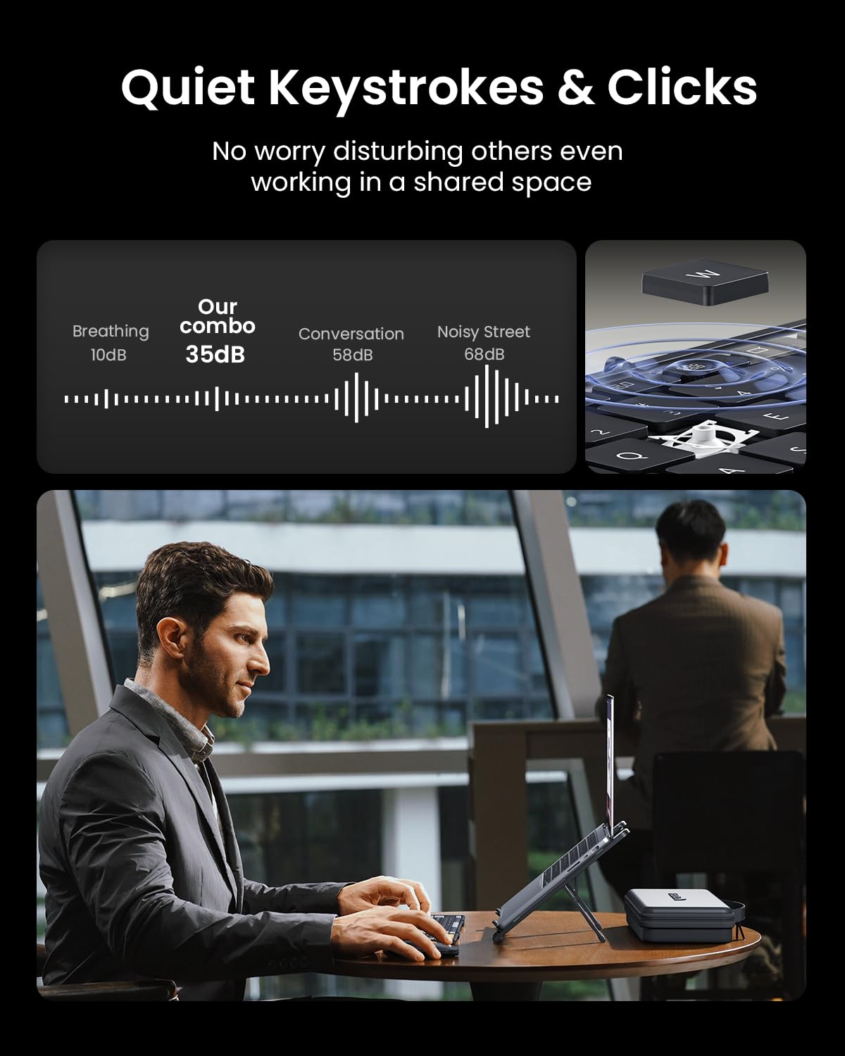 ProtoArc XKM01 Foldable Bluetooth Keyboard & Mouse Combo with Laptop Stand - Portable Wireless Keyboard for MacBook, Windows PC, Mac OS - Perfect for Travel, Office & Remote Work