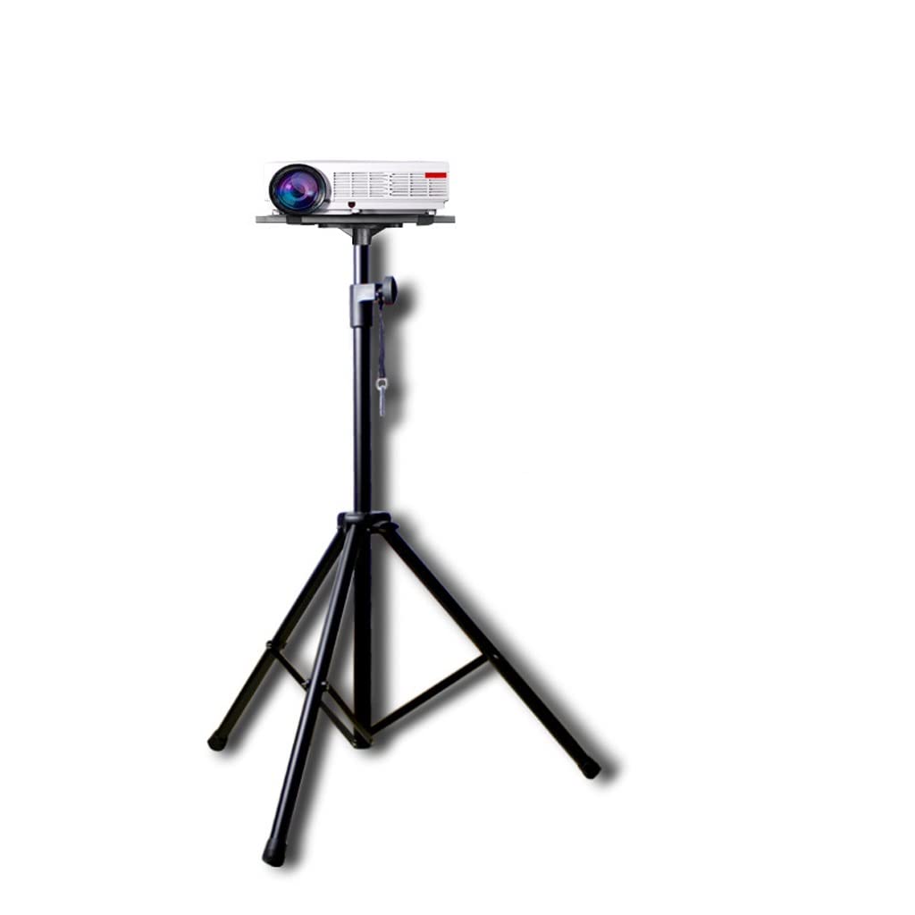 Universal Adjustable Projector Stand with Tripod Base - 45 to 87 Inch Height (115-220cm) - Heavy Duty Floor Projector Mount with Retractable Adjustment & Speaker Bracket - Perfect for Home Theater, Classroom Presentations & Outdoor Movie Nights - Black