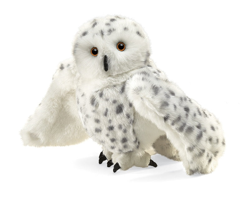 Folkmanis Snowy Owl Hand Puppet with Rotating Head - Interactive Stuffed Animal Toy for Storytelling, Education & Playtime Fun