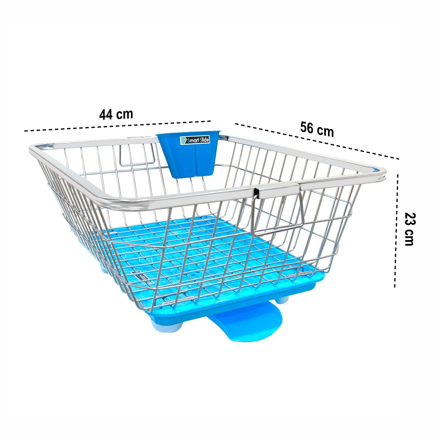 SmartSlide Stainless Steel Utensil Basket & Dish Drainer with Tray - Kitchen Sink Organizer, Spoon Holder & Drying Rack for Dishes, Cutlery & Cookware - Perfect for Countertop, RV, Small Spaces & Dishwashing Stations