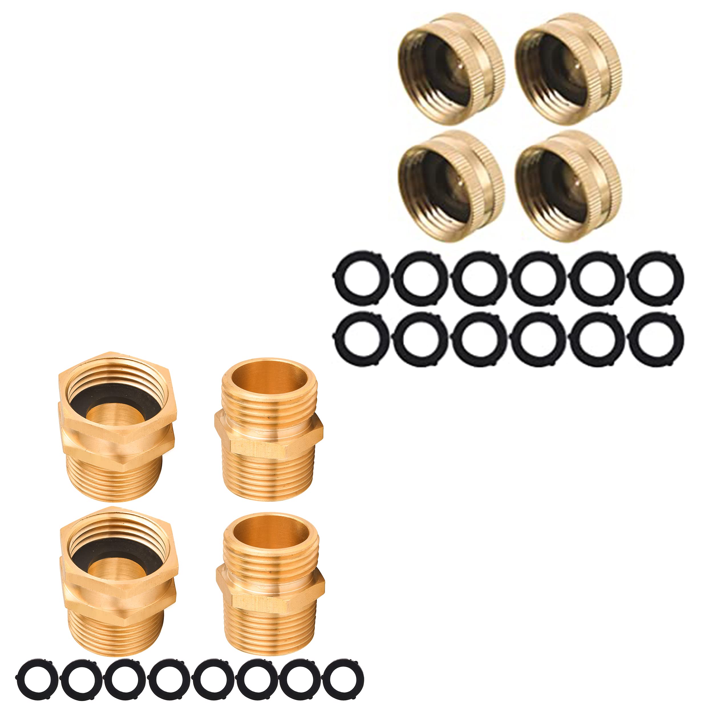 M MINGLE 3/4 Inch Garden Hose Female End Cap & Adapter Set with 20 Extra Washers - Perfect for Outdoor Watering, Sprinkler Systems & DIY Plumbing Projects