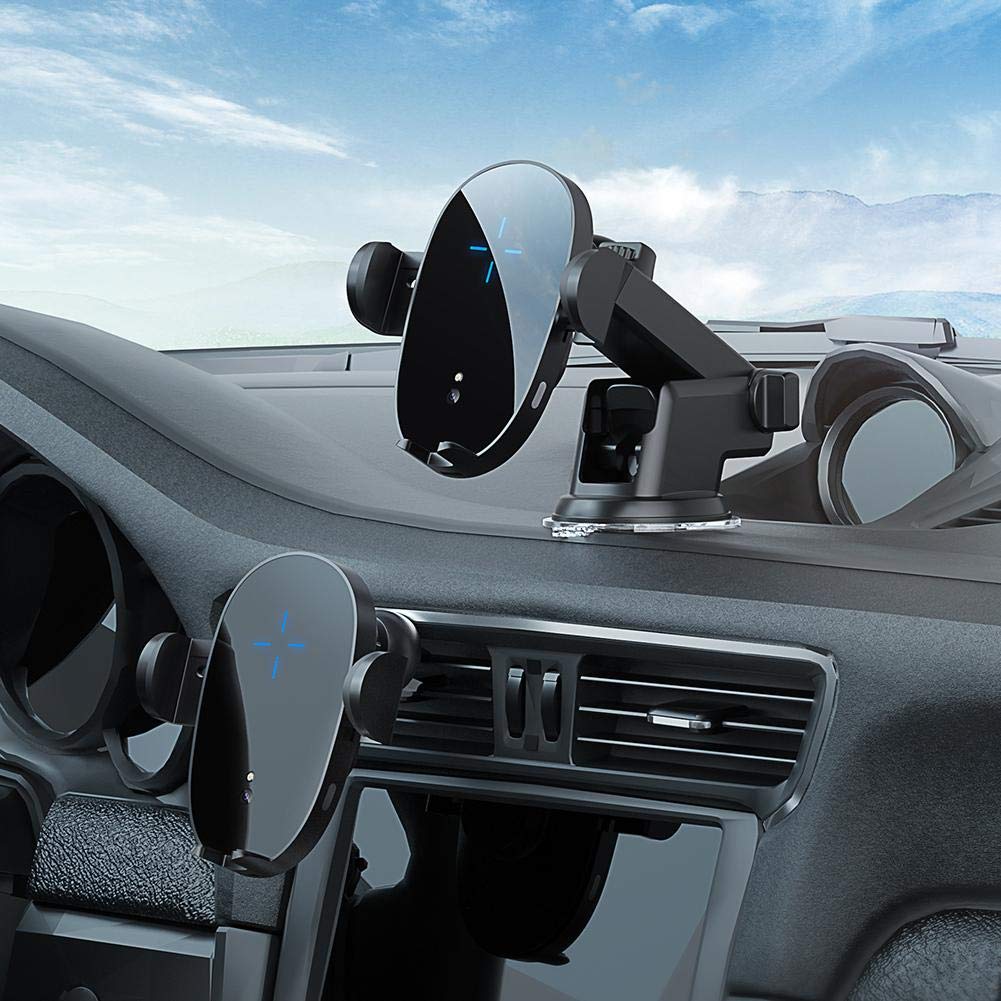 Qi Wireless Car Charger & Auto Mount for LG V60 ThinQ 5G - Fast Charging Air Vent Phone Holder with Secure Grip - Perfect for Commuting, Road Trips & GPS Navigation (Black)