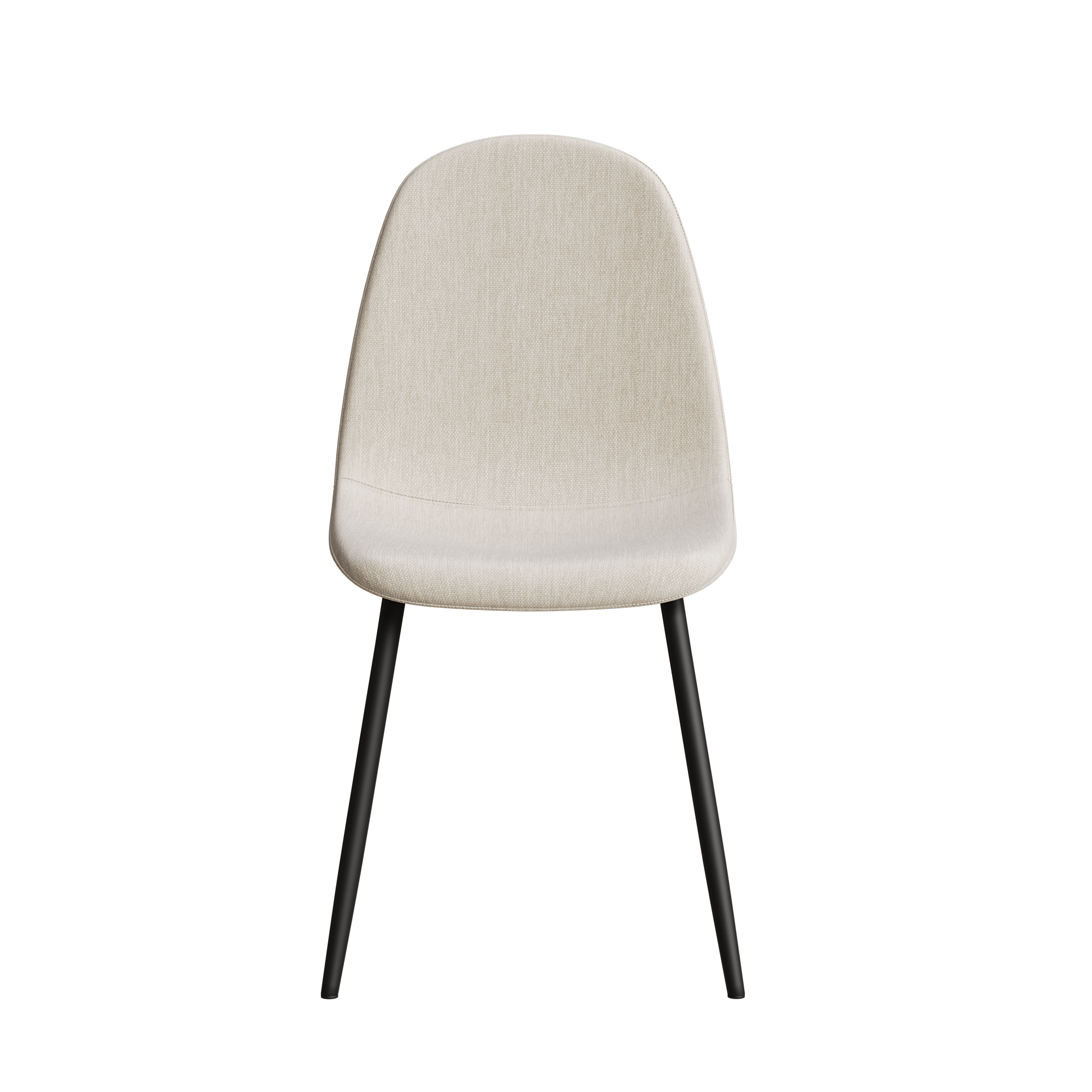 4-Piece Modern Dining Chairs Set - Linen Padded Seats with Sturdy Black Metal Legs (Beige) - Perfect for Kitchen, Dining Room, Home & Office Use