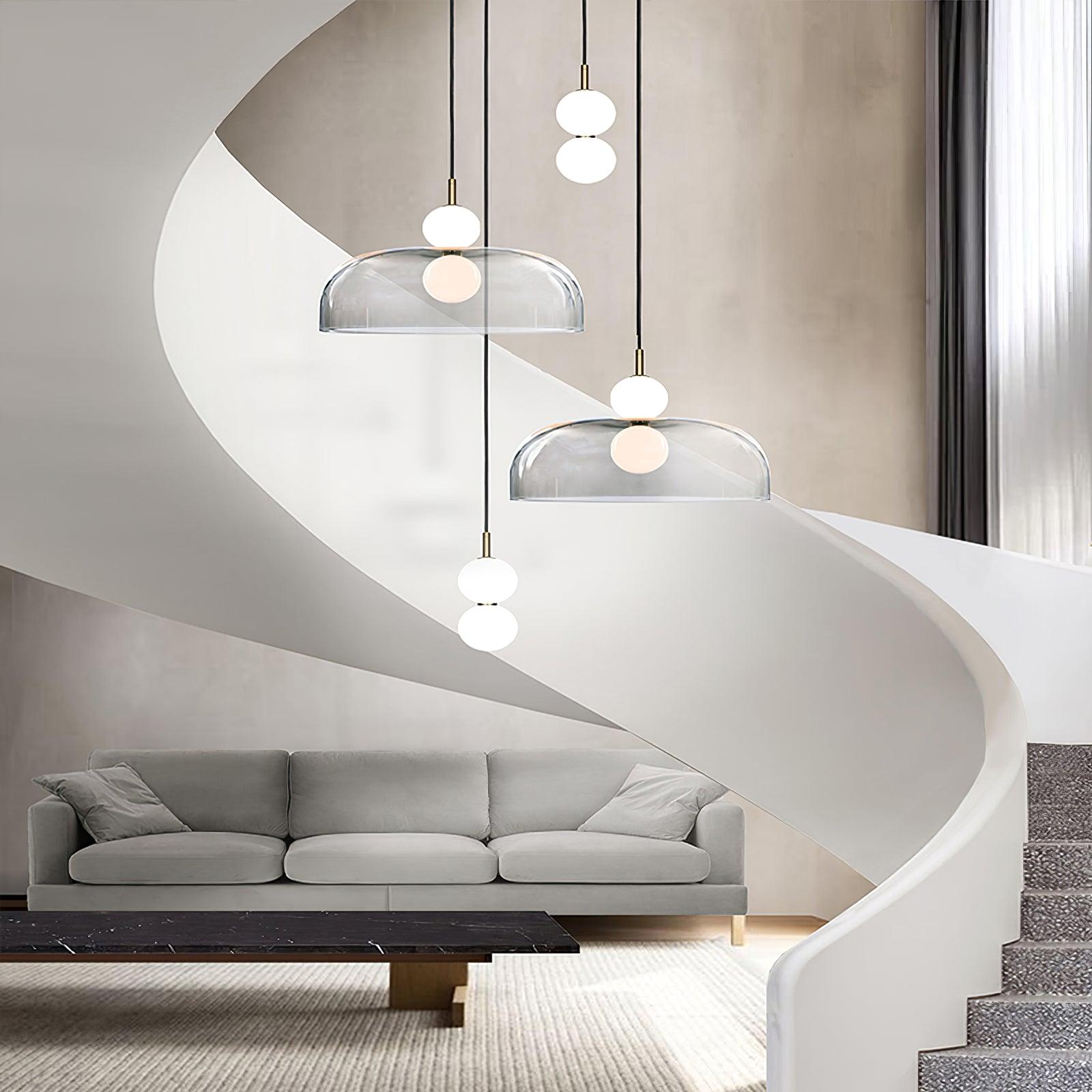 Modern Echo Glass Pendant Light - Elegant Hanging Fixture for Kitchen Island, Dining Room & Bedroom Lighting - Dimmable LED Chandelier for Home Decor
