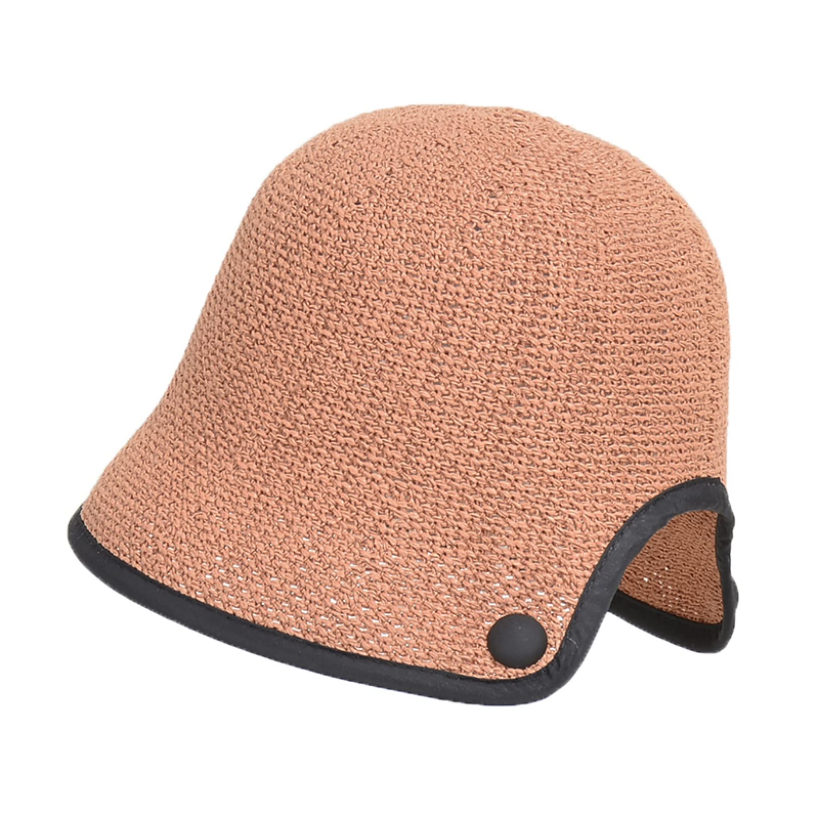 Women's Hand Woven Straw Sun Visor Hat - Korean Style Back Split Bucket Hat for Summer Beach, Outdoor & Travel Sun Protection - Perfect for Vacations, Gardening and Sunny Days