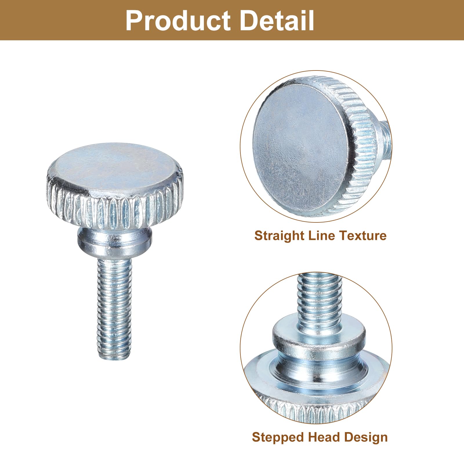 uxcell M3x10mm Knurled Thumb Screws, 20pcs Zinc Plated Fasteners for DIY & Electronics