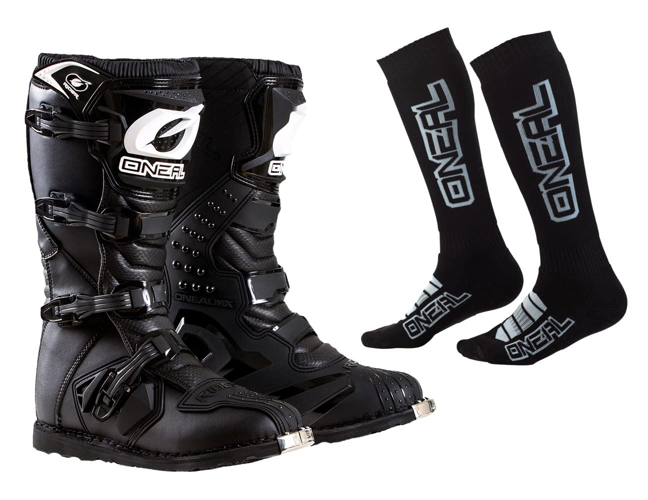 O'NEAL Rider Boots with Pro MX Socks Combo - Dirt Bike Motorcycle Gear for Off-Road Racing & Trail Riding - Perfect for Motocross, Enduro & Adventure Riding