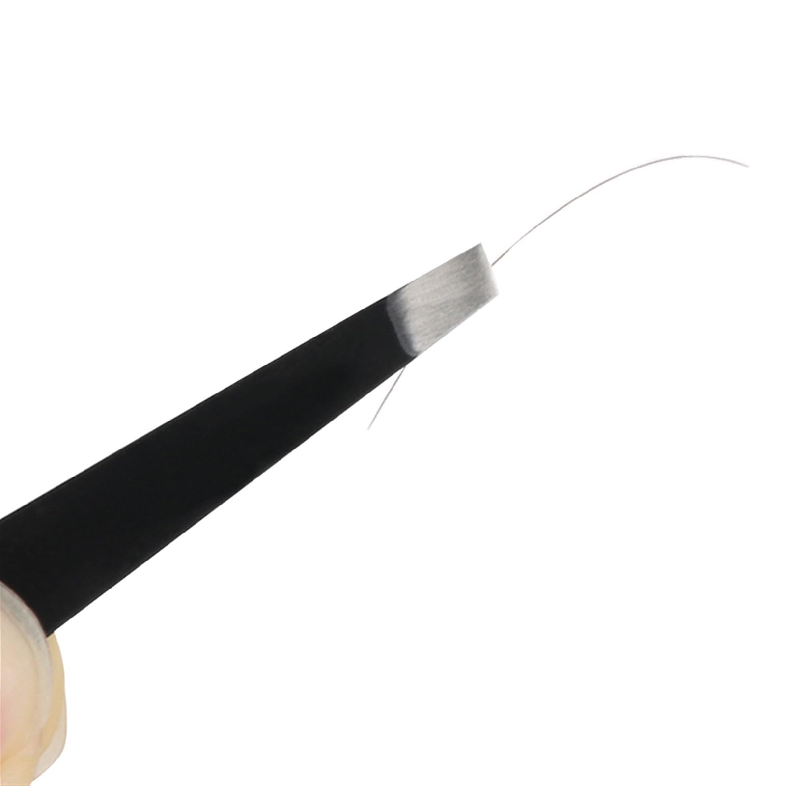 Professional Stainless Steel Slanted Eyebrow Tweezers for Hair Removal - Precise & Painless Grooming Tool for Eyebrows, Facial Hair & Makeup (Black) - Perfect for Home, Salon & Travel Use