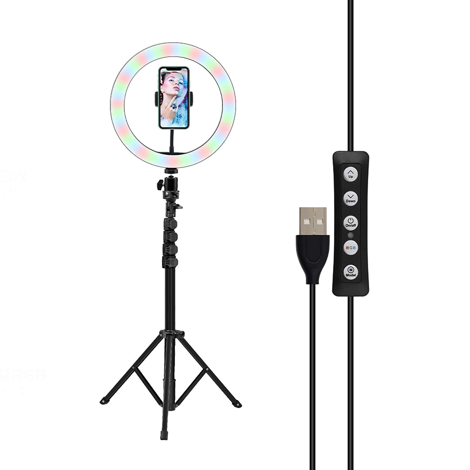 10-inch RGB Ring Light with 17 Colors & Adjustable Tripod Stand - Dimmable LED Circle Light for Makeup, Live Streaming, YouTube Videos, TikTok Content Creation & Photography