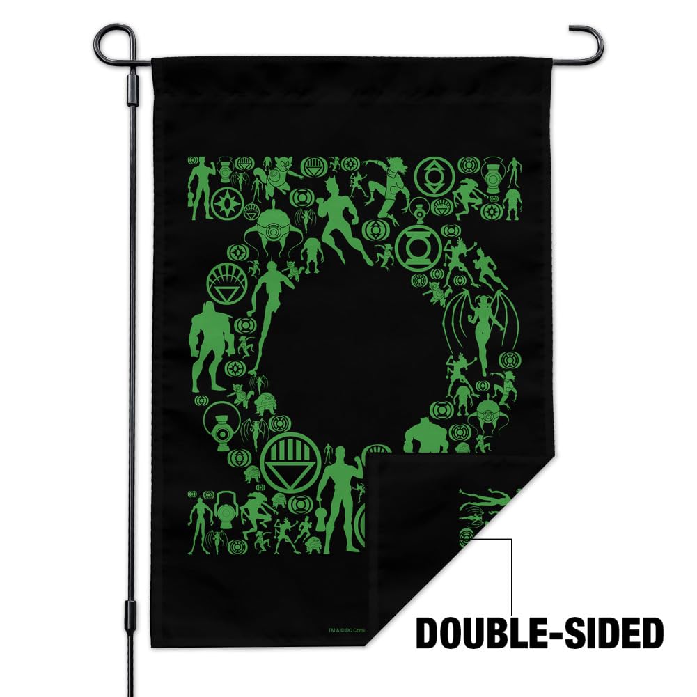 Green Lantern Logo Garden Flag - DC Comics Superhero Outdoor Decorative Banner for Yard, Lawn, and Patio Decor