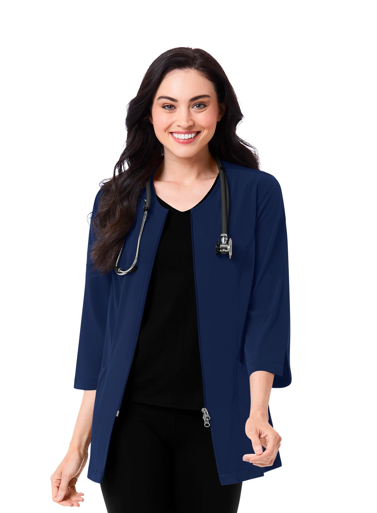 Women's 3/4 Sleeve Lab Coat - Maevn Smart Professional Lab Jacket for Nurses, Doctors & Scientists | Perfect for Medical Clinics, Laboratories & Healthcare Workplaces