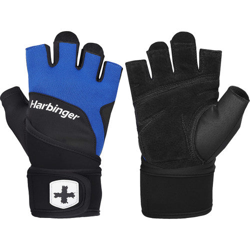 Harbinger Unisex Training Wrist Wrap Gloves 2.0 - Blue | Weightlifting & CrossFit Support for Men & Women | Gym, Powerlifting & Workout Gloves for Better Grip & Wrist Protection