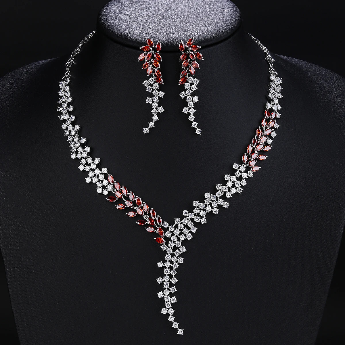 Luxury Bridal Jewelry Set - Elegant Cubic Zirconia Wedding Necklace & Earrings Set for Women - Perfect for Weddings, Parties, and Special Occasions
