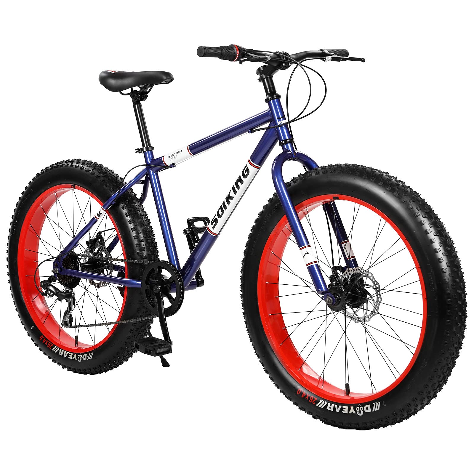 26-Inch Fat Tire Mountain Bike for Women - 21-Speed High-Tensile Steel Frame Off-Road Bicycle - Perfect for Trail Riding, Commuting & Outdoor Adventures