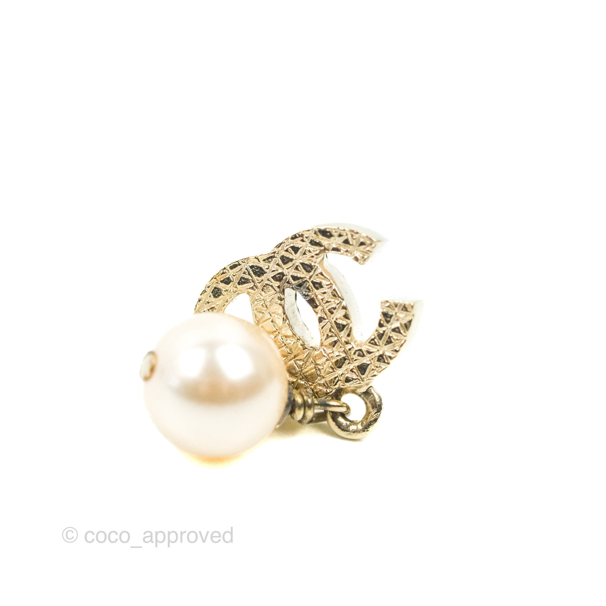 Chanel CC Pearl Drop Earrings in Gold - 13V Luxury Fashion Jewelry for Women | Perfect for Weddings, Parties & Special Occasions