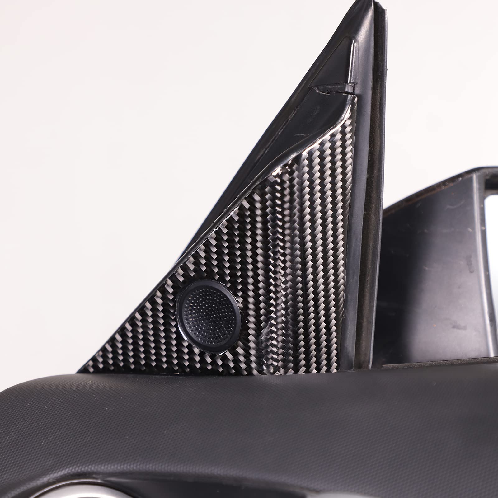 Premium Soft Carbon Fiber Car Door A-Pillar Speaker Panel Trim Sticker for Nissan 350Z 2003-2006 - Black Front Door Triangle Speaker Frame Cover Accessories | Enhances Interior Style & Protects A-Pillar Area