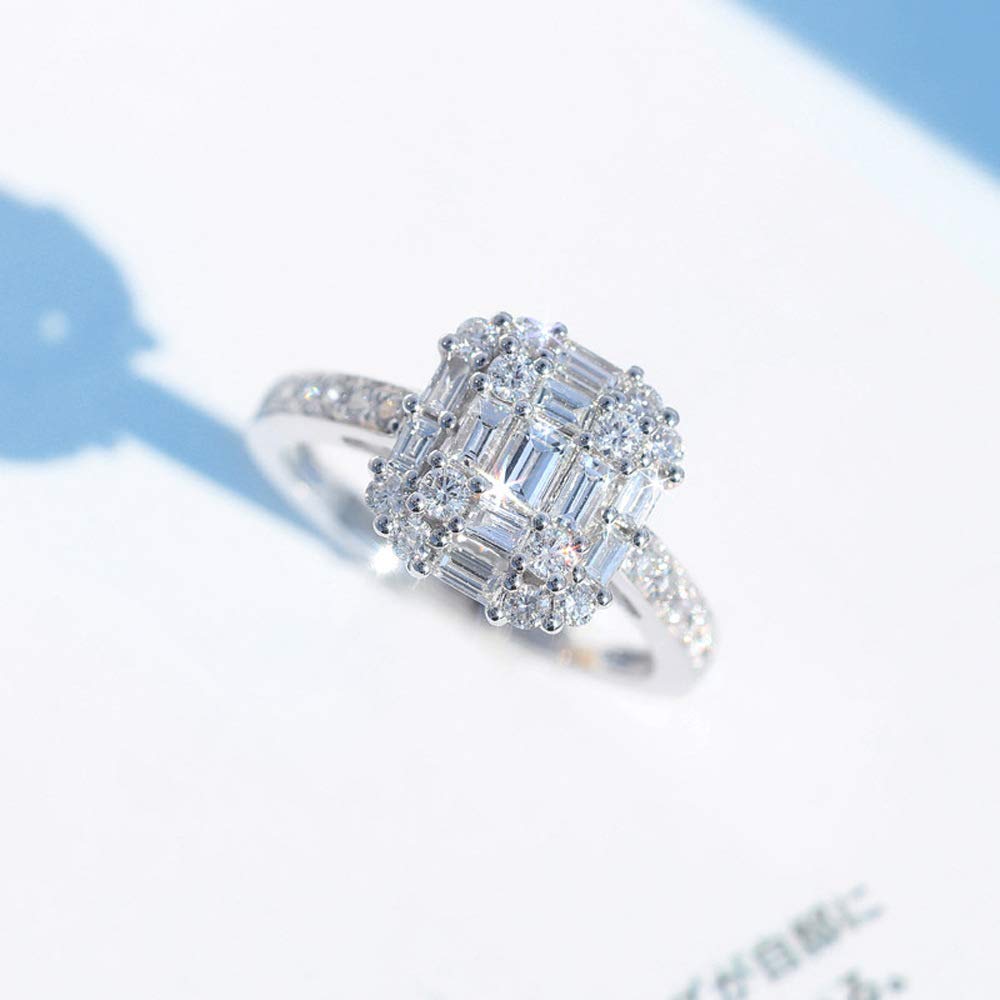 925 Sterling Silver Shiny Full Diamond Ring for Women - Cubic Zirconia CZ Multi Row Eternity Wedding Band (Size 9) | Perfect for Engagement, Anniversary & Special Occasions