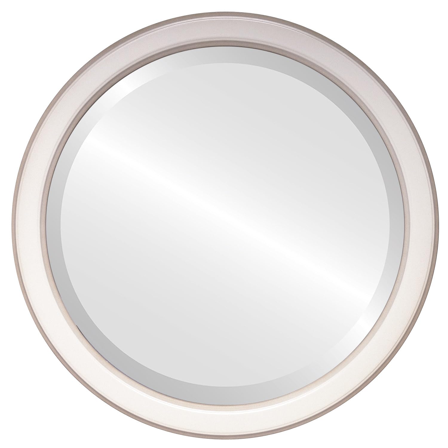 OVALCREST 16x16 Round Beveled Wall Mirror - Taupe Toronto Style Home Decor Mirror for Living Room, Bedroom & Entryway