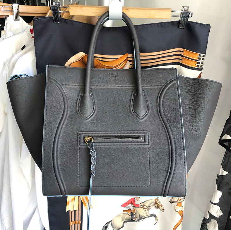Celine Charcoal Grey and Blue Medium Phantom Tote Bag - Premium Designer Handbag for Women | Perfect for Work, Travel & Everyday Luxury