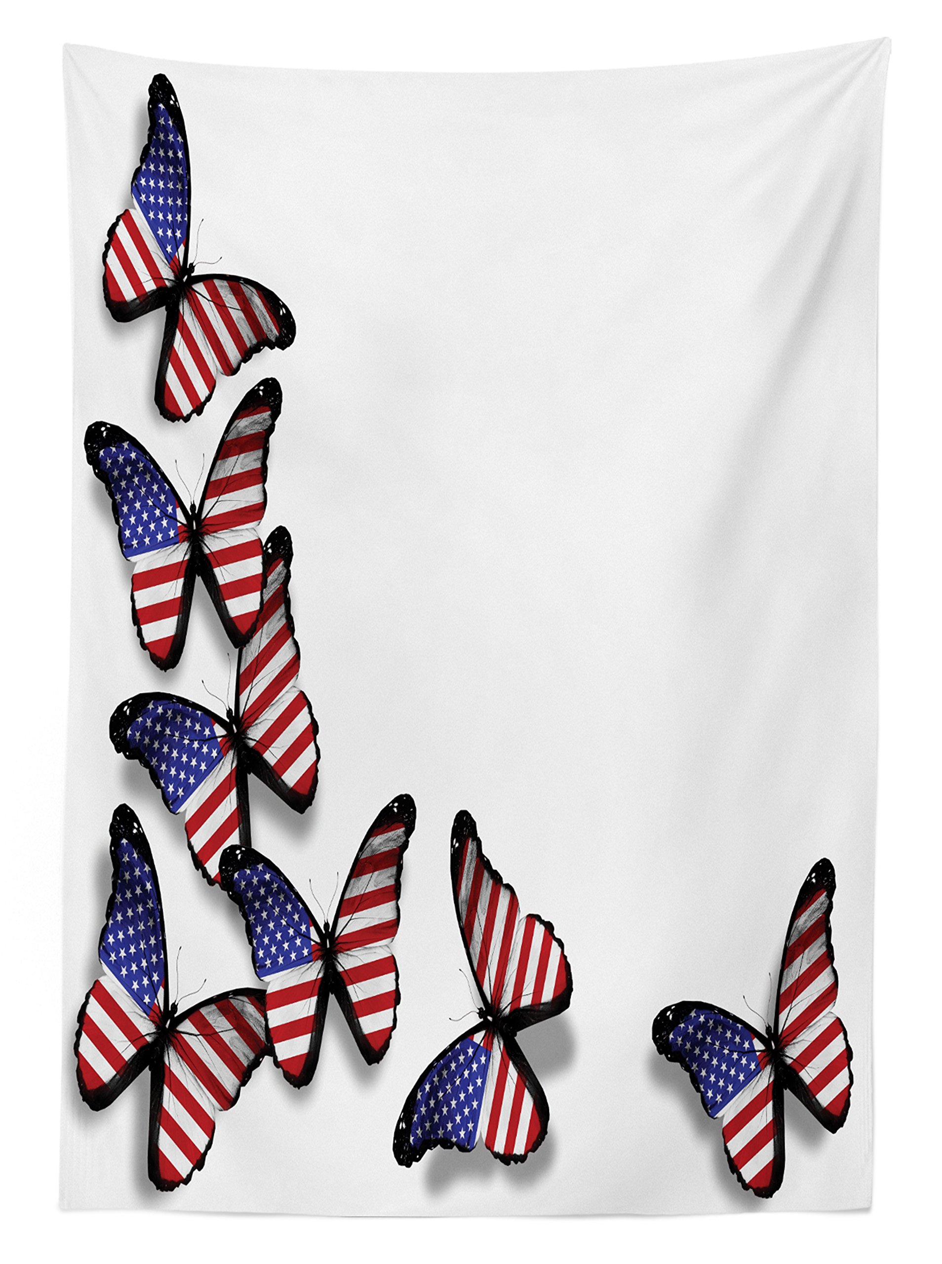 Americana Outdoor Tablecloth - American Flag with Flying Butterflies Design, Patriotic Red White Blue Washable Picnic Table Cover 58x104 Inches - Perfect for 4th of July BBQs, Memorial Day Parties & Outdoor Dining Decor