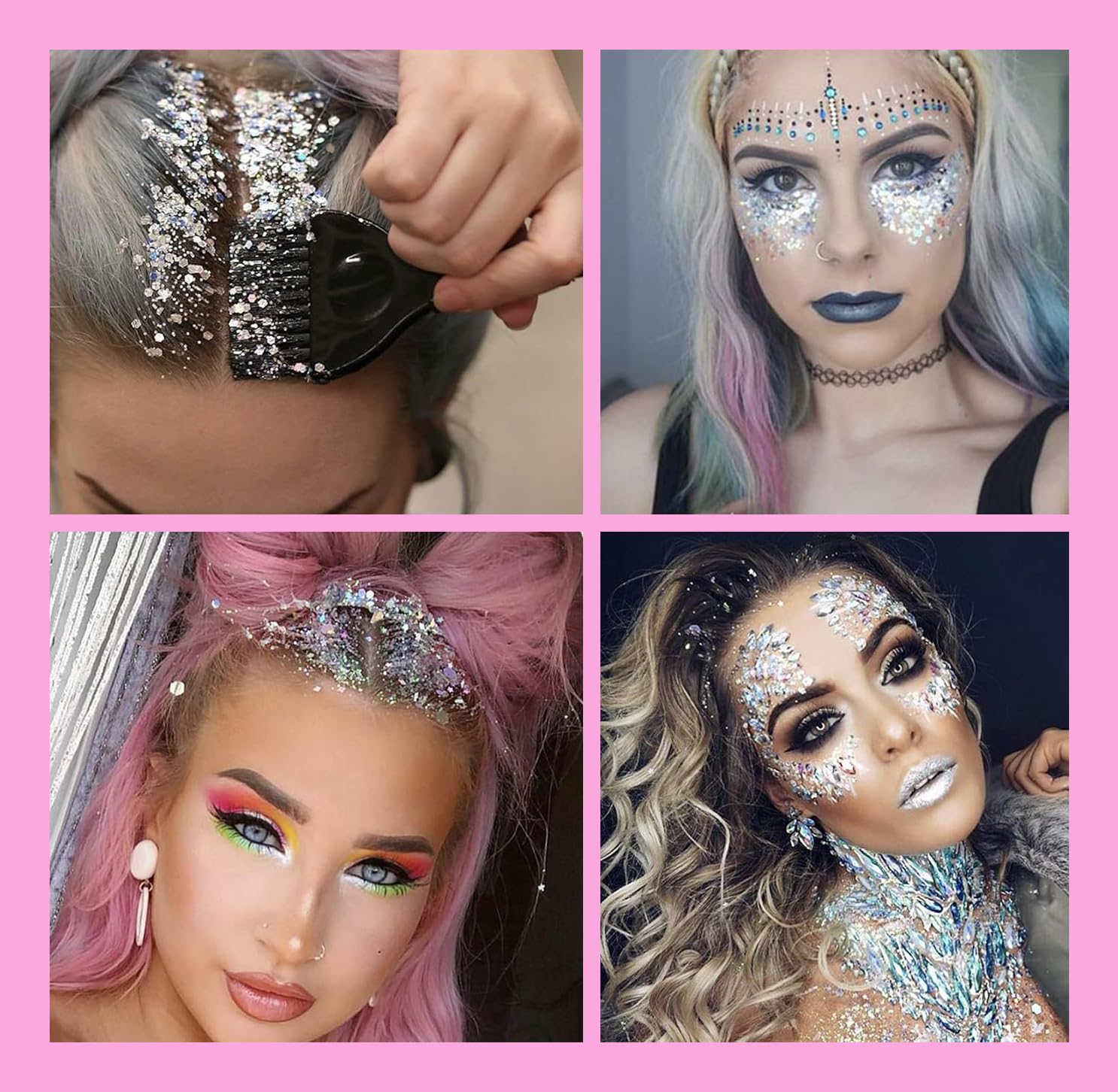 10ML Quick Dry Cosmetic Glitter Glue - Chunky Glitter Adhesive for Face & Body Makeup - Long Lasting Sparkle for Festival, Halloween & DIY Nail Art - Electric Bliss Beauty