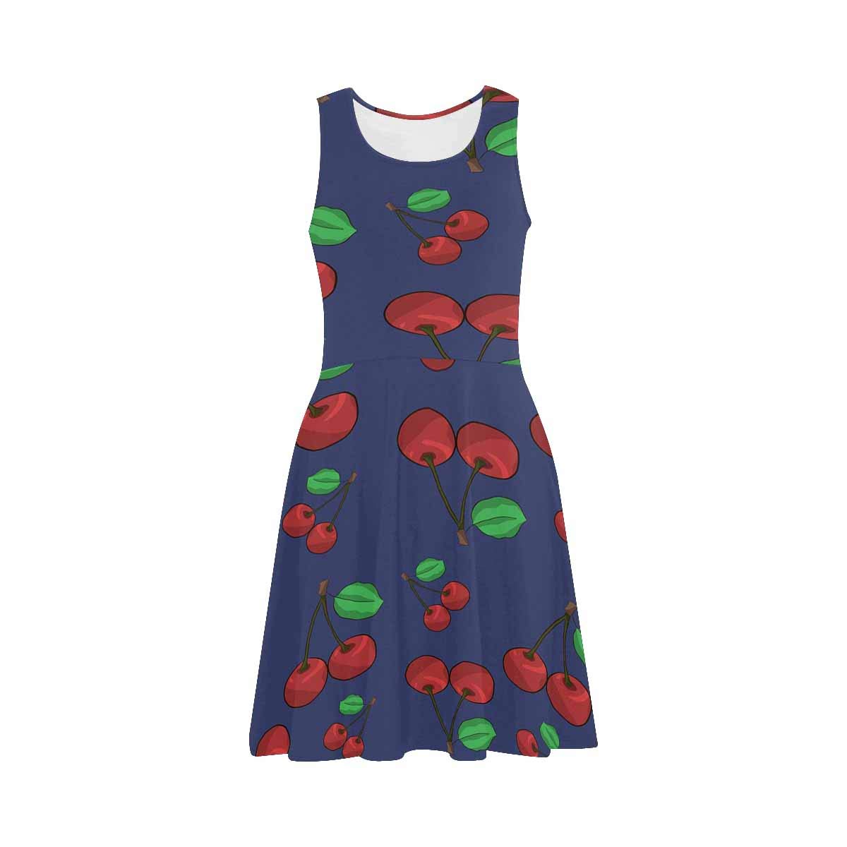 InterestPrint Women's Cherry Print Sleeveless Flared Sundress - Casual Summer Tank Dress for Beach, Vacation & Outdoor Activities