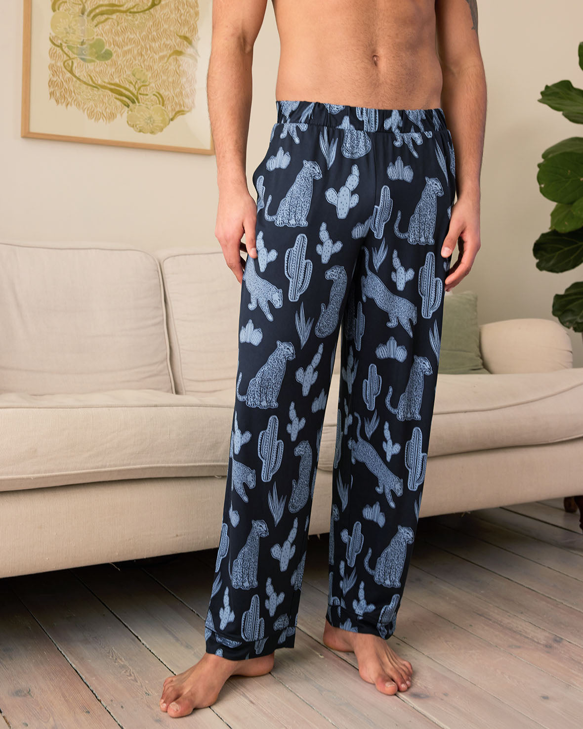 Midnight Leopard Print Women's Long Pajama Pants - Soft & Comfortable Sleepwear for Lounge & Bedtime