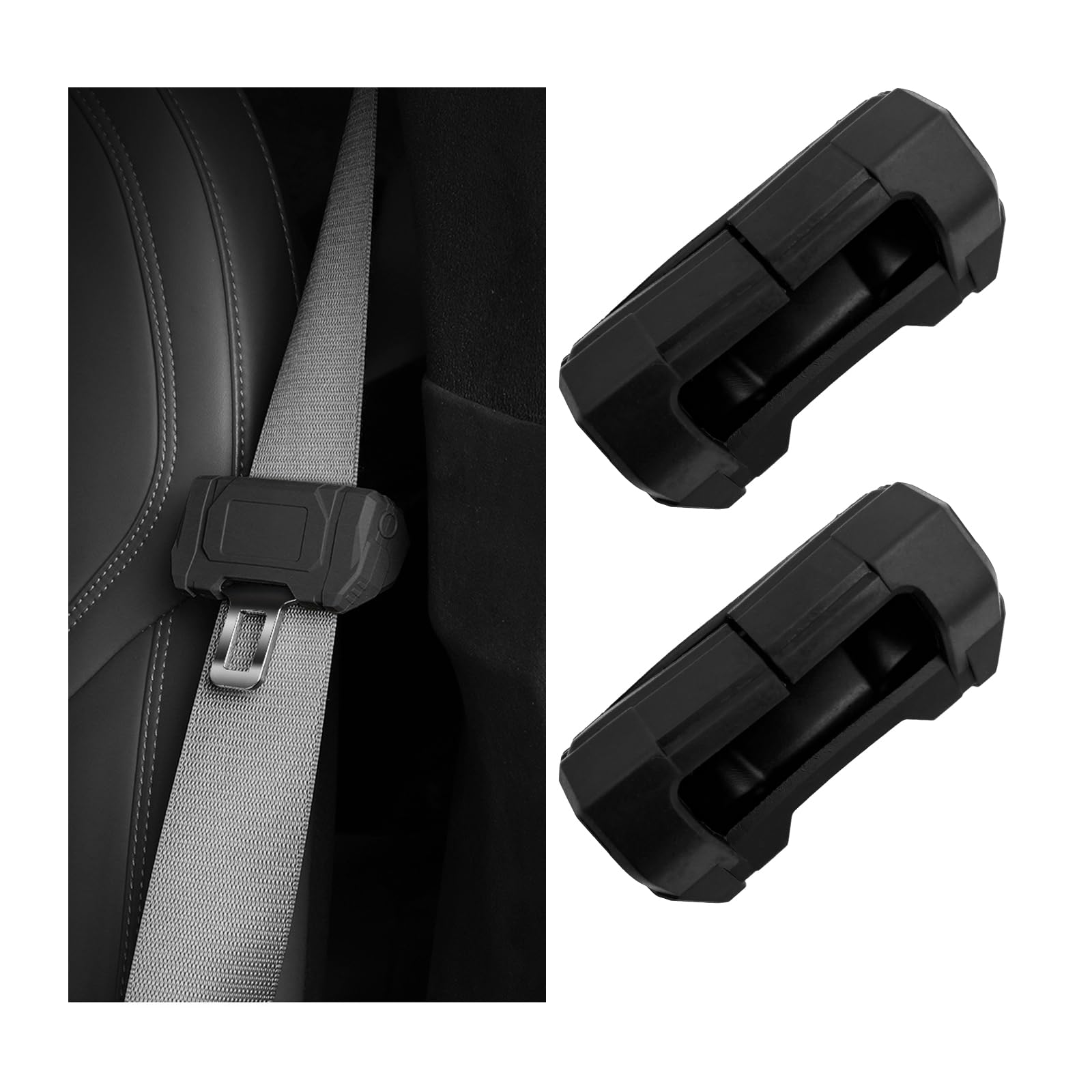 2 PCS Soft Silicone Car Seat Belt Buckle Covers - Anti-Scratch Seat Belt Protector for Cars, Trucks & Vans - Universal Fit Automotive Interior Accessories (Black) - Perfect for Child Safety & Comfort on Road Trips