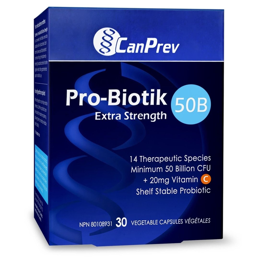Canprev Pro Biotik 50B Extra Strength Probiotic - 60 VCaps for Digestive Health & Immune Support - Perfect for Daily Gut Care & Travel Wellness