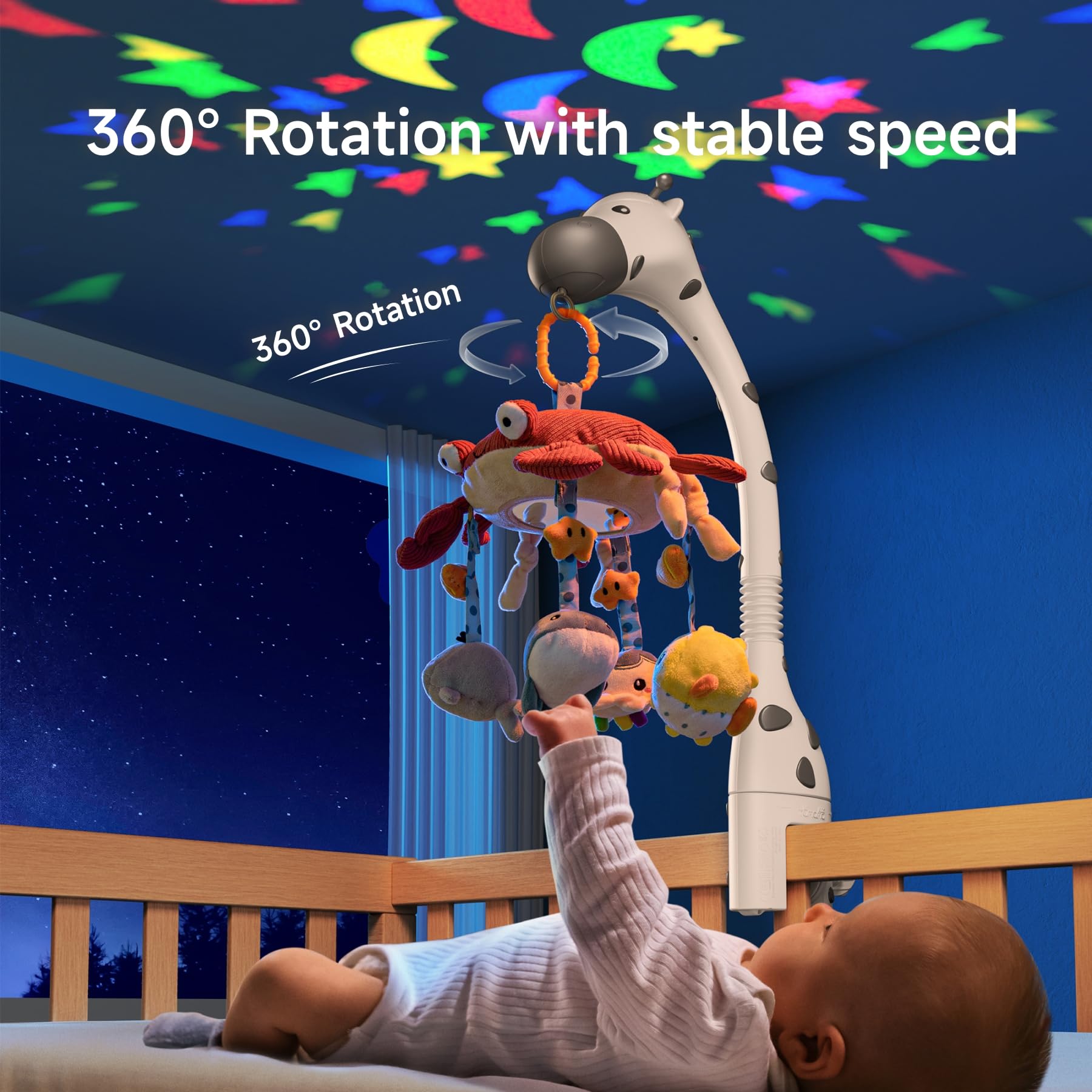 TUMAMA Baby Crib Mobile with Night Light & Music - 3-in-1 Remote Control Giraffe Toy for Newborns 0-9 Months - Perfect Nursery Gift for Soothing Sleep