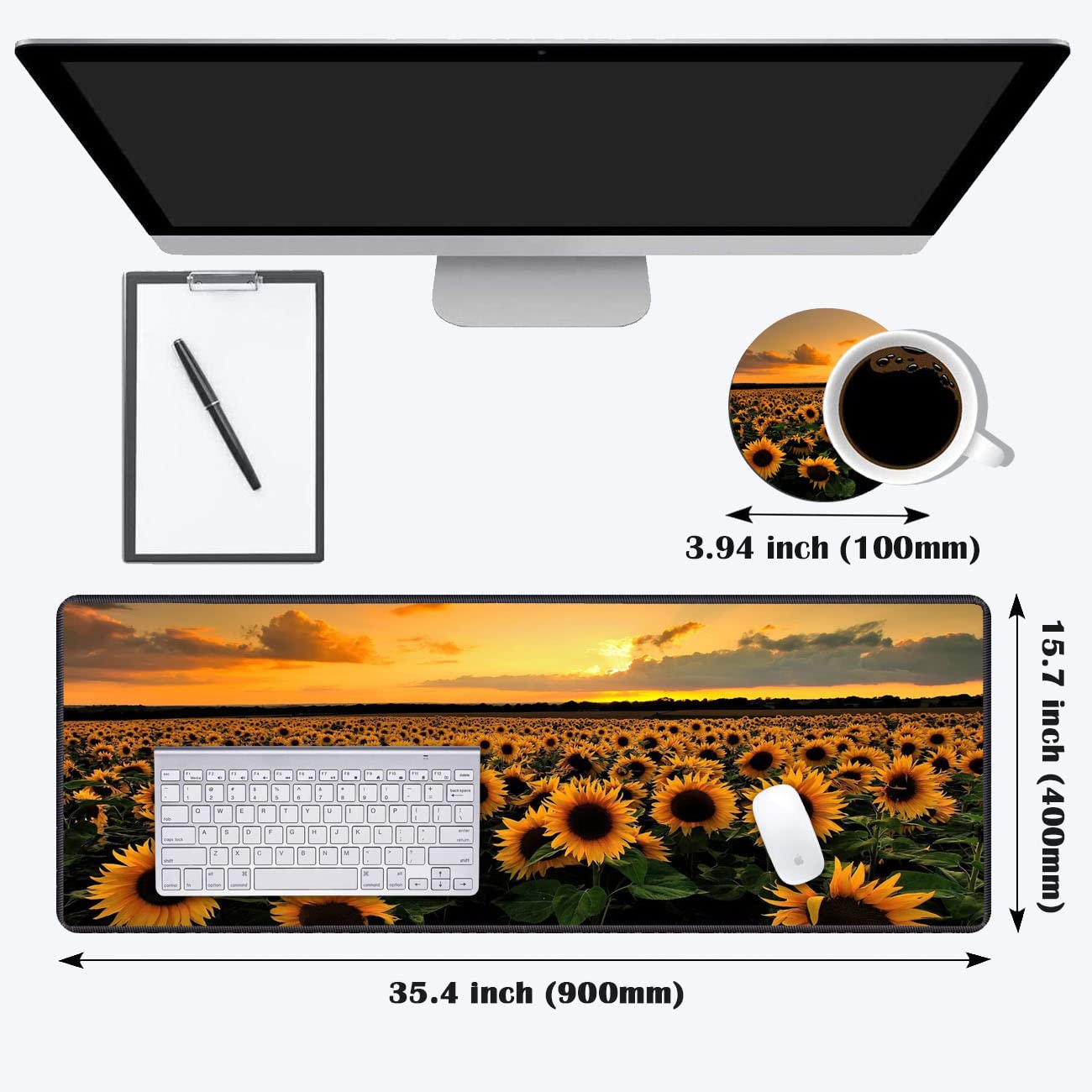 XXL Gaming Mouse Pad with Coasters Set - 35.4