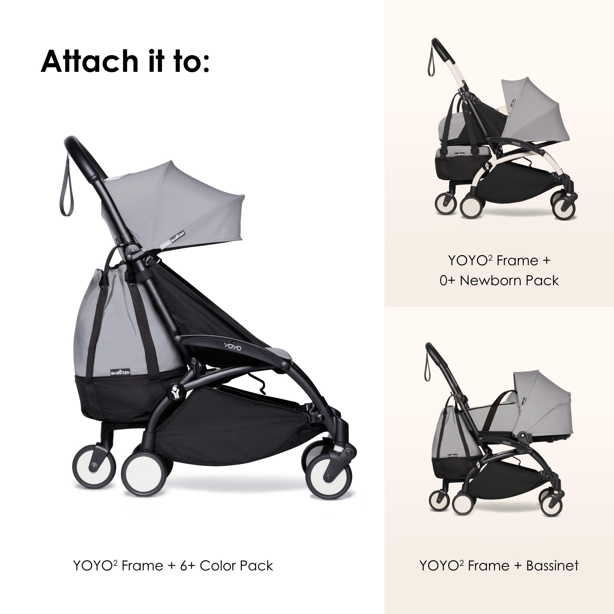 Babyzen YOYO Stroller Bag in Stone - Extra Storage for YOYO2 Stroller with Wheel Base & Hooks - Perfect for Diapers, Toys & Essentials On-the-Go