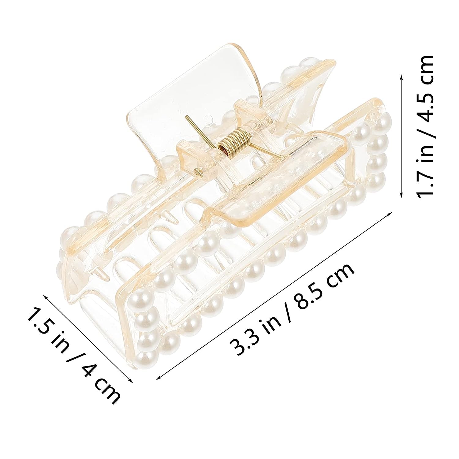 Bakefy 2-Pack Pearl Hair Claw Clips - Square Jaw Hair Clips with Simple Pearl Design for Women & Girls - Perfect for Updos, Ponytails & Everyday Hairstyles