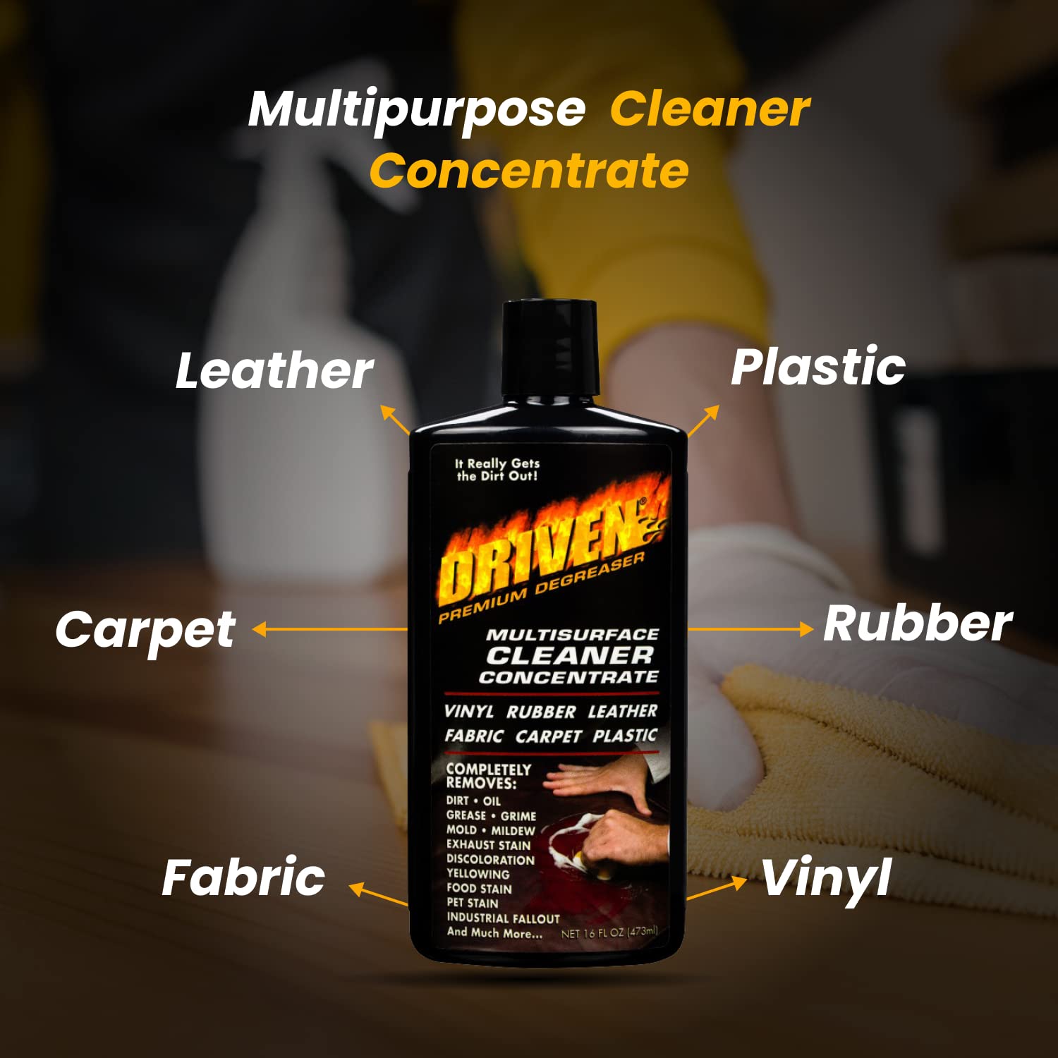 DRIVEN Multi-Surface Cleaner Concentrate - All-Purpose Cleaning Solution for Kitchen, Bathroom, Floors & More | Eco-Friendly & Powerful Formula