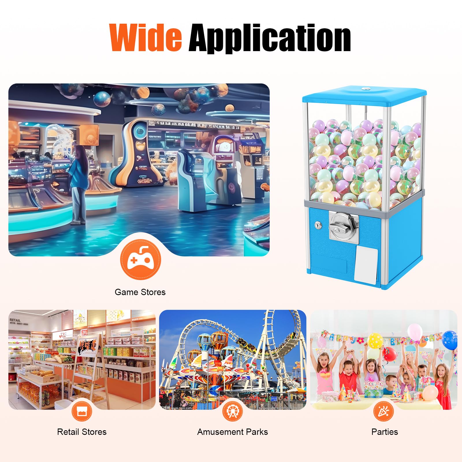 25 Cent Coin Operated Vending Machine - Large Capacity Bubble Capsule Toy & Candy Dispenser for Game Stores, Retail Stores - Perfect for Arcades, Malls, and Family Entertainment Centers