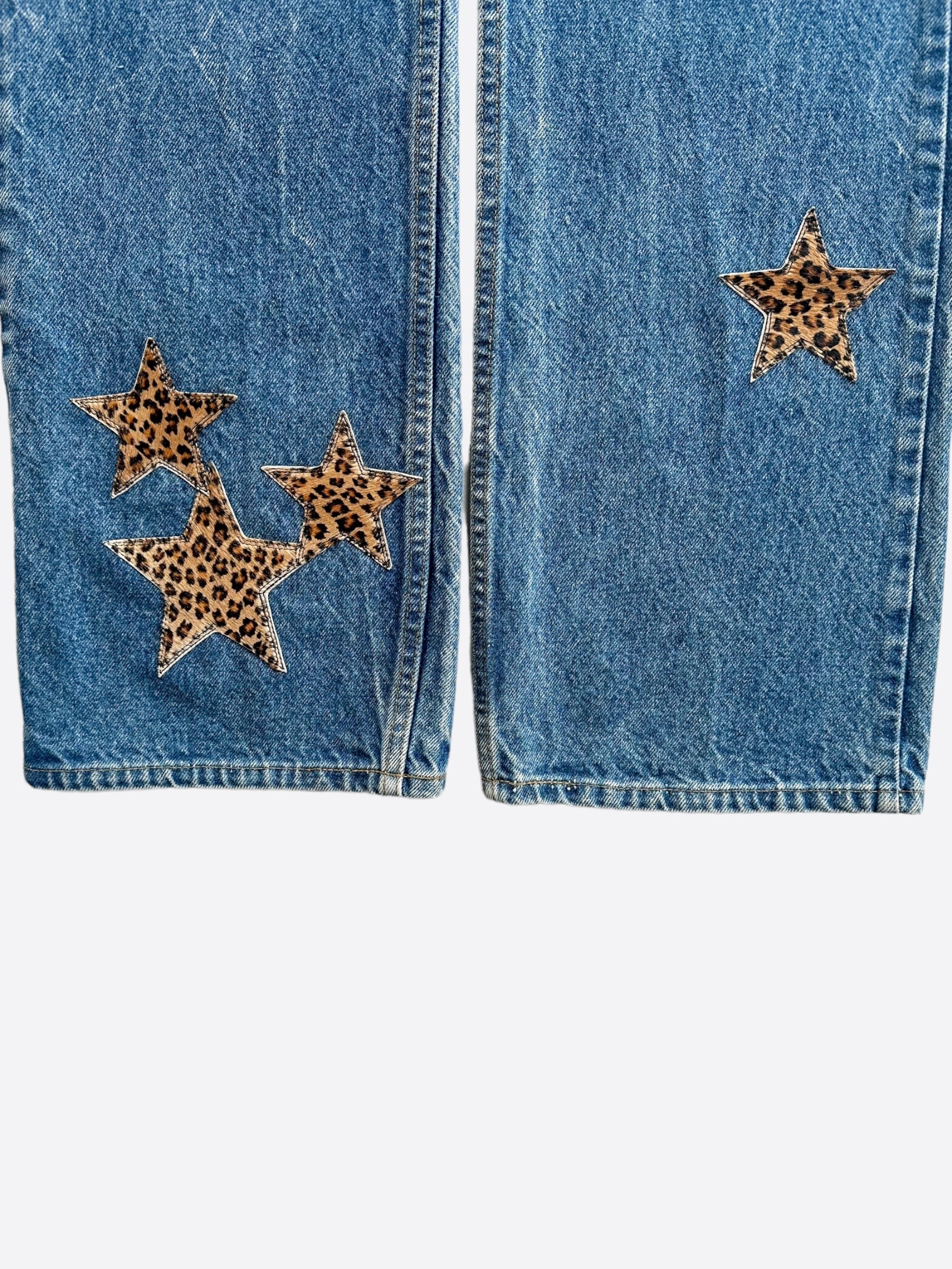 Chrome Hearts x Levi's Blue Cheetah Star Patch Jeans for Men & Women | Vintage Denim Pants with Unique Design | Perfect for Streetwear & Casual Outfits