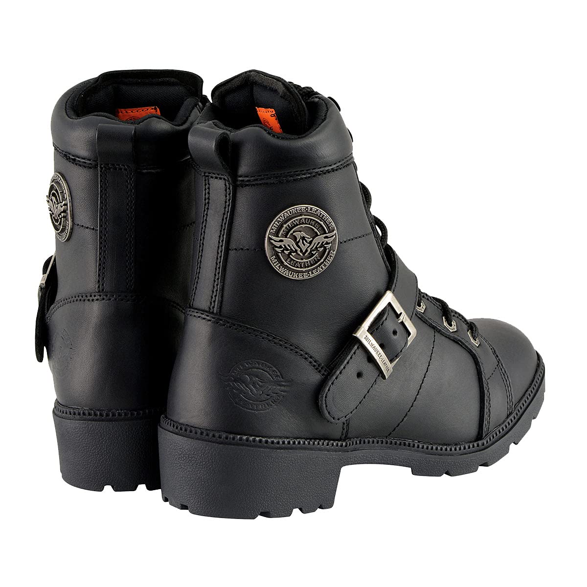 Milwaukee Leather MBL9325W Women's Wide Width Motorcycle Boots - Premium Black Leather Lace-Up Biker Boots for Riding & Outdoor Adventures