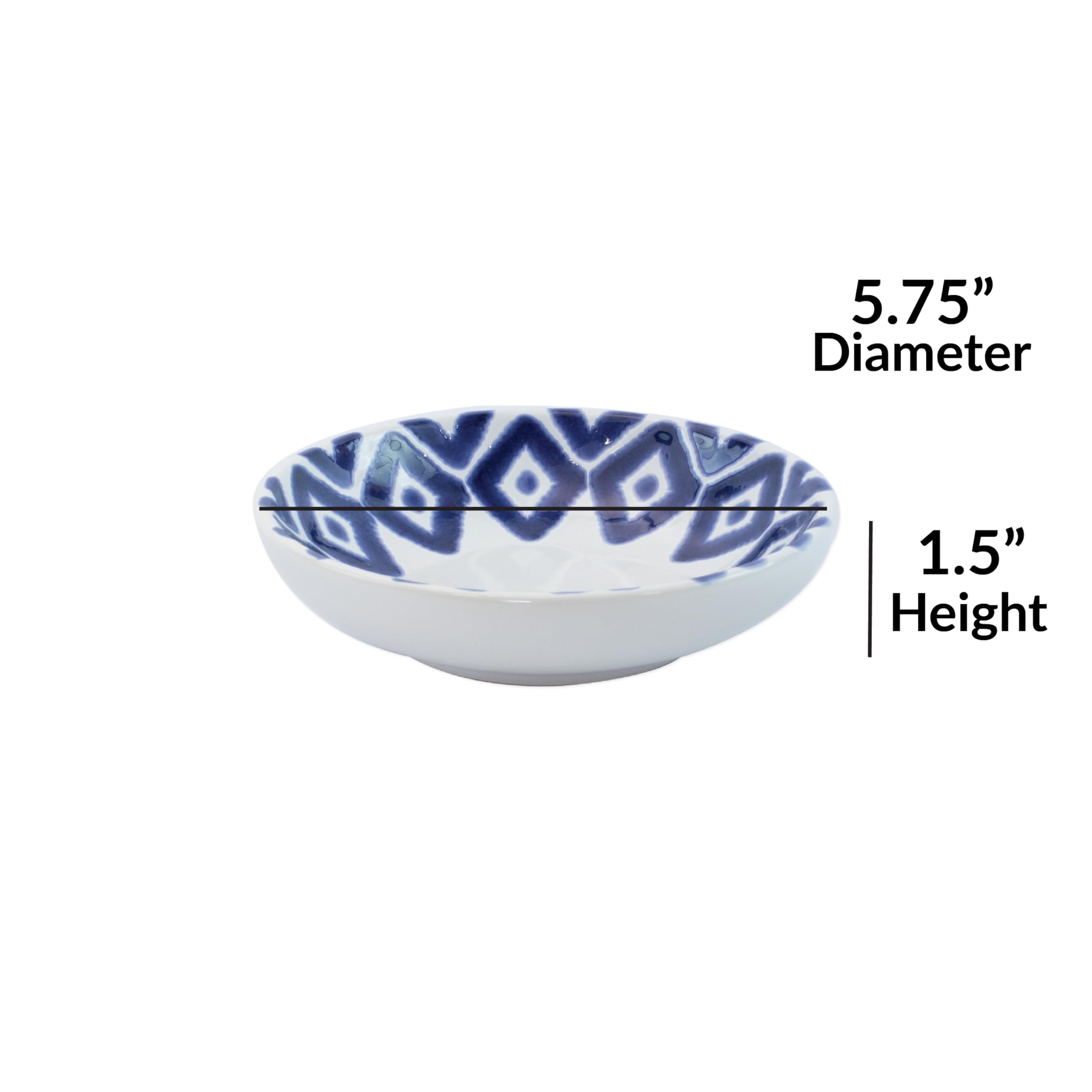 Vietri Viva Santorini Ceramic Condiment Bowls Set of 4 - 5.75 Inch Blue Handmade Italian Sauce & Spice Dishes for Dips, Nuts, Snacks - Perfect for Entertaining, Dinner Parties & Mediterranean Style Dining