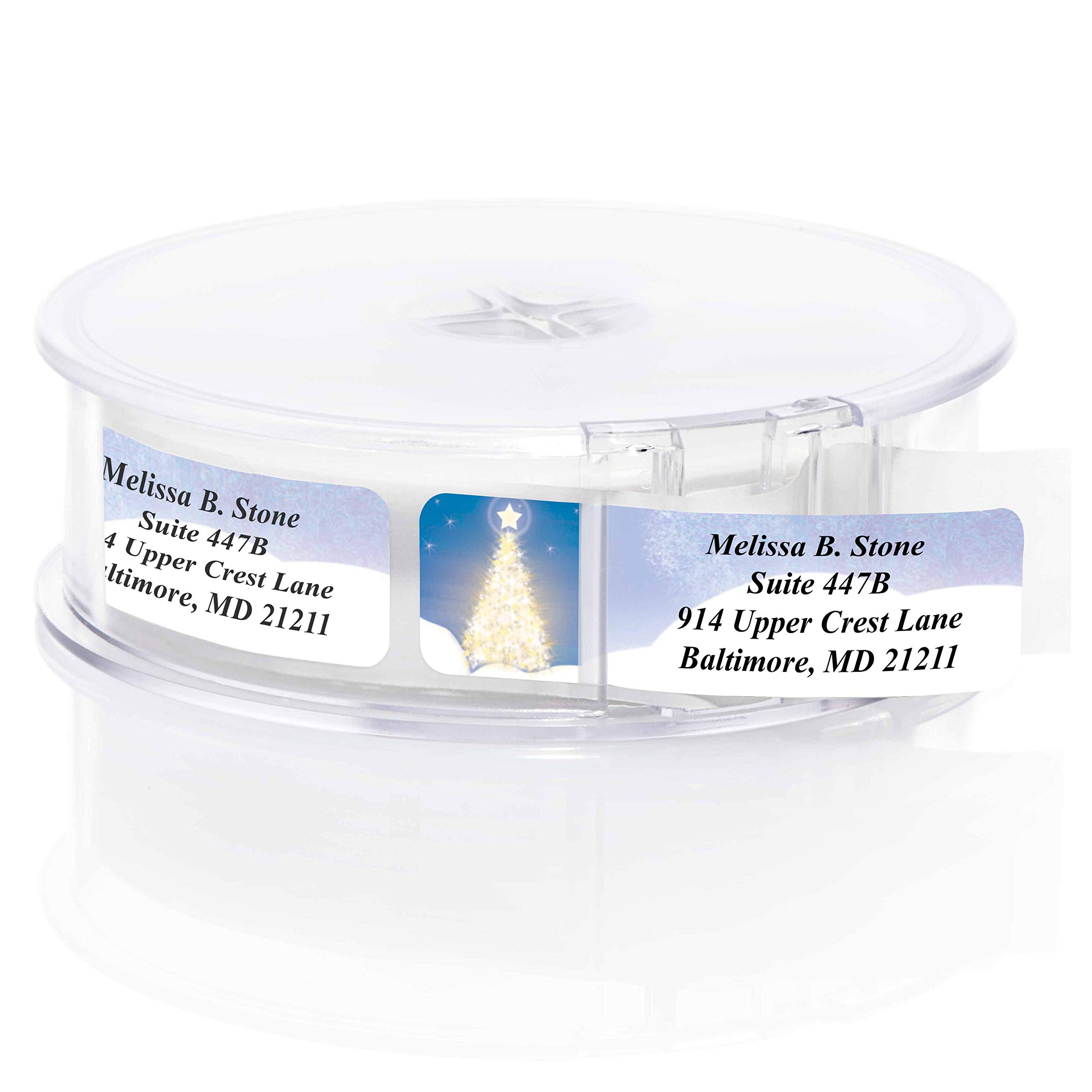 Elegant Rolled Address Labels with Dispenser for Holiday Cards & Gifts