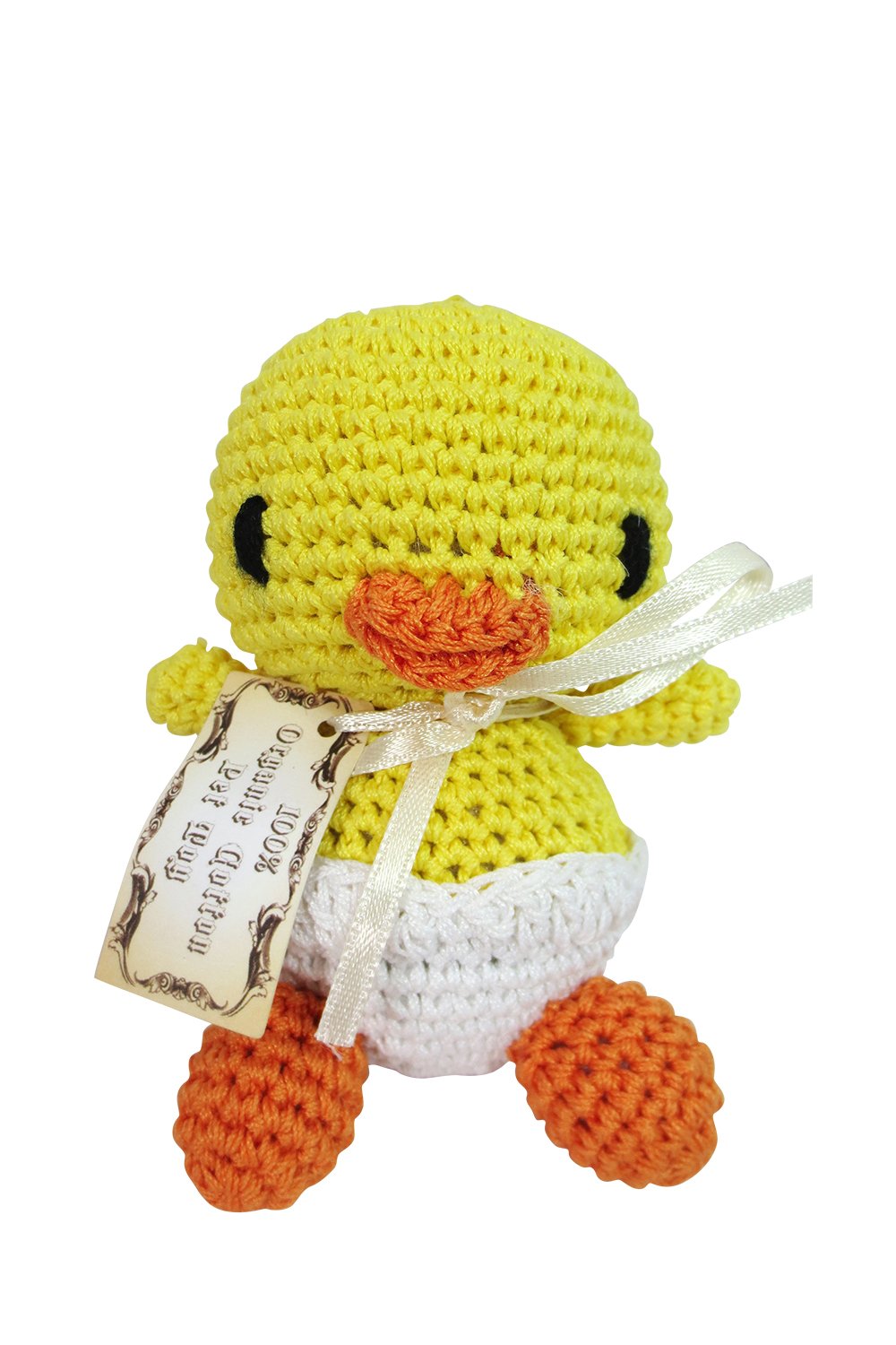 Petfly Squeaky Dog Chew Toy for Small Dogs - Cotton Crochet Teeth Cleaning Duck Puppy Toy | Interactive Play & Dental Care for Puppies & Small Breeds