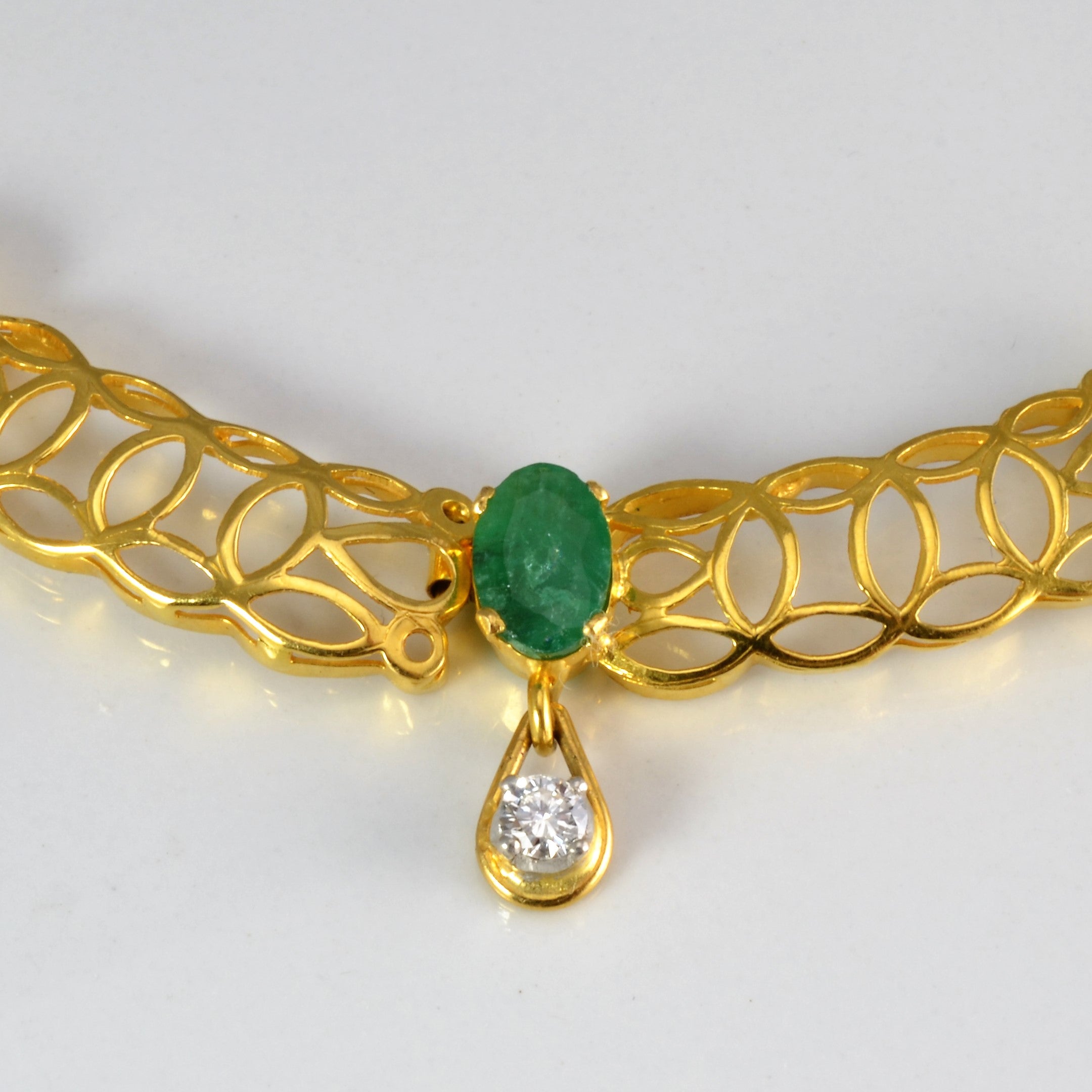 Emerald & Diamond Filigree Necklace - 0.85ctw Gemstones & 7.00ctw Diamonds - 16 Inch Sterling Silver Jewelry - Perfect for Weddings, Anniversaries & Special Occasions