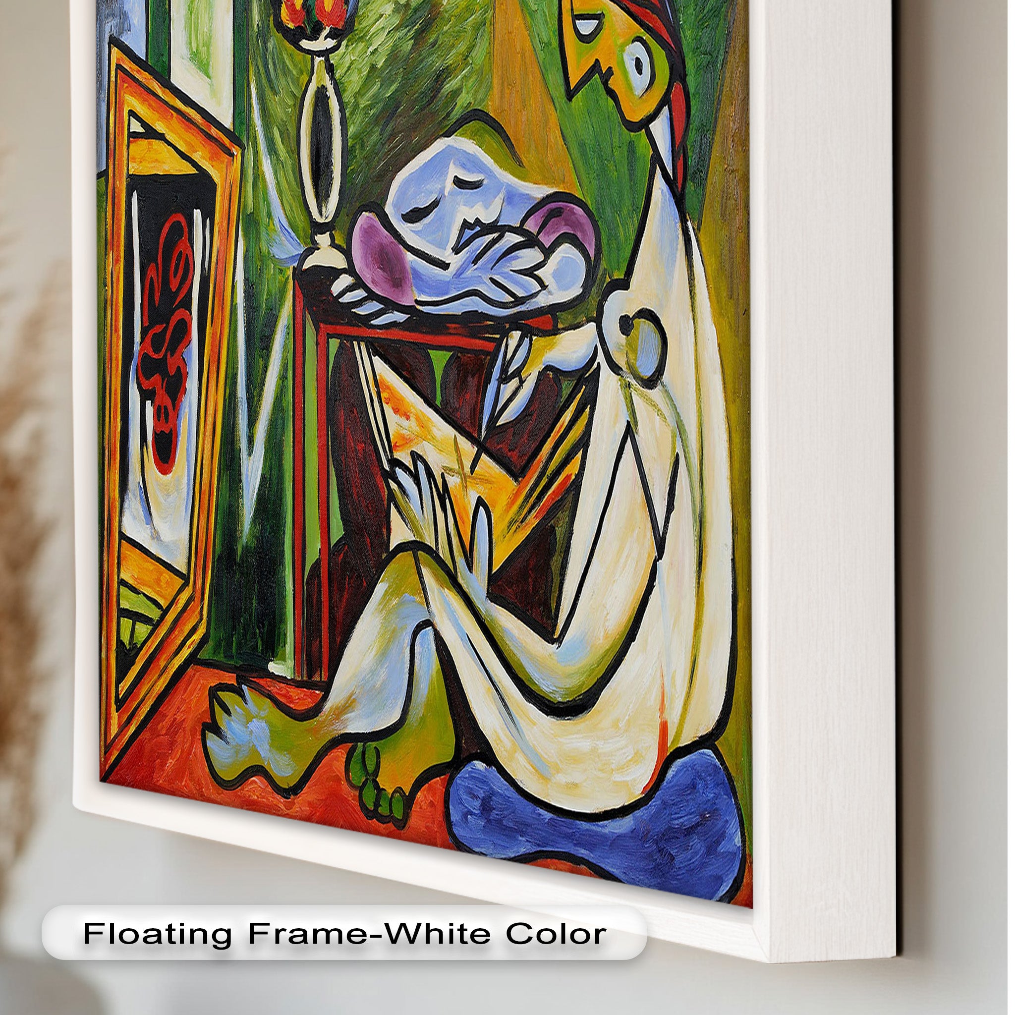 Abstract Interior Scene Picasso Style Oil Painting - Handmade Wall Art for Living Room, Bedroom & Office Decor