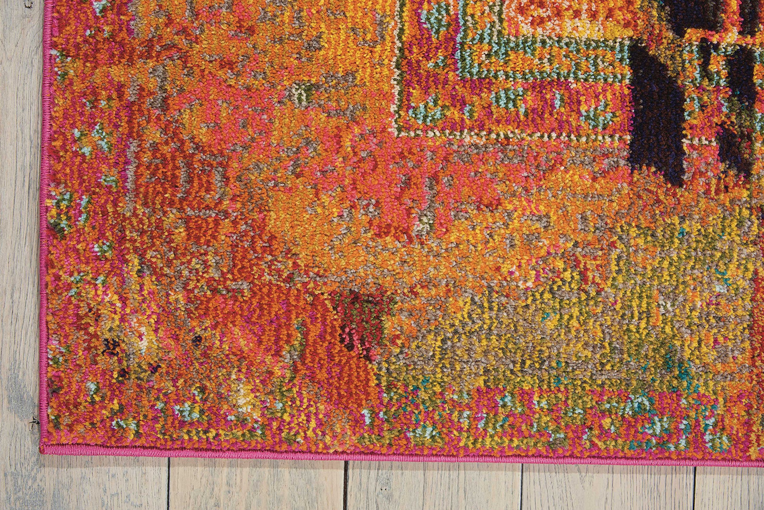 Nourison Celestial Orange Stained Glass 4' x 6' Area Rug - Contemporary Non-Shedding Easy-Clean Design for Bedroom, Living Room, Dining Room & Kitchen | Perfect for Modern Home Decor & High-Traffic Areas