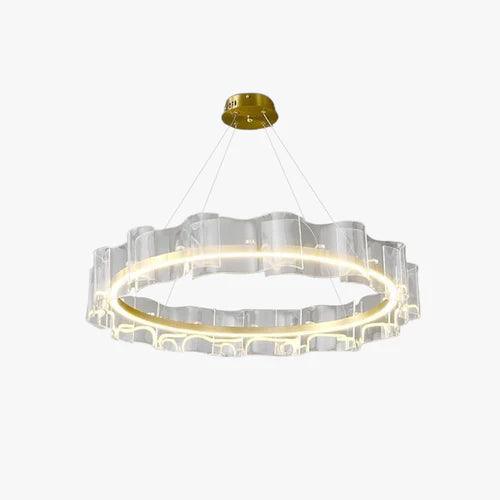 Gold LED Pendant Light with Wavy Ring Design - Modern Hanging Fixture for Dining Room, Kitchen Island & Bedroom Lighting
