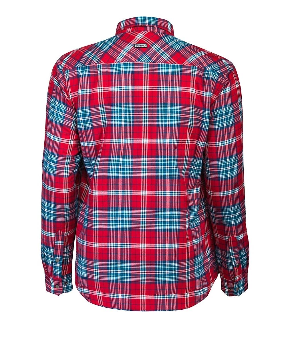 Men's Quilt-Lined Flannel Work Shirt - Small (Size 4) Red & Navy Plaid - Warm Winter Workwear for Construction, Outdoor Jobs & Casual Wear