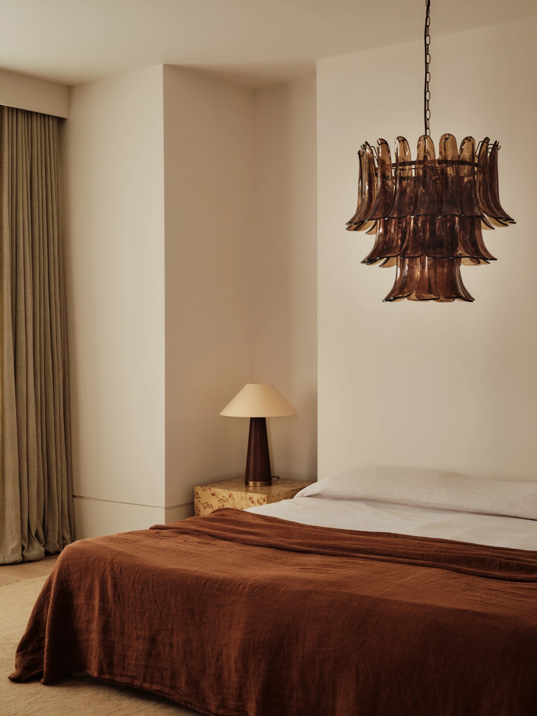 Lonso 4-Light Chandelier with Aged Brass Finish & Smoked Brown Glass - Perfect for Dining Room, Living Room, and Bedroom Lighting